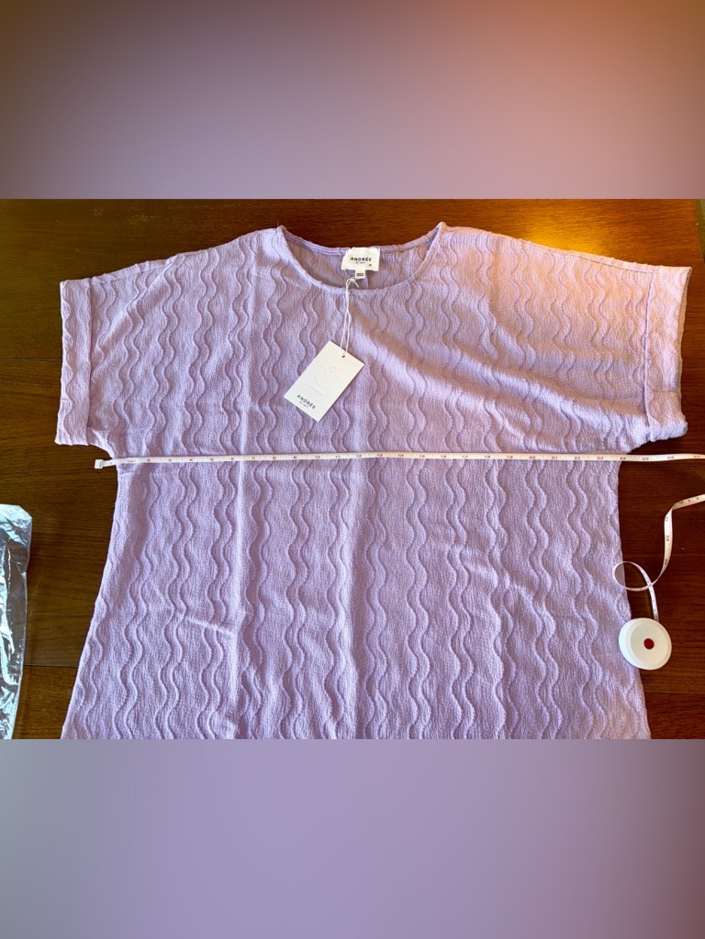 ANDRÉE BY UNIT Lavender Textured Short Sleeve Top - Picture 2 of 8